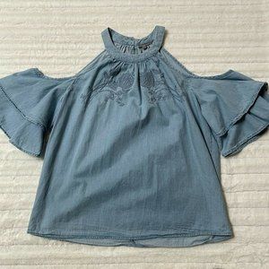 Charlotte Russe Cold Shoulder Chambray‎ Top